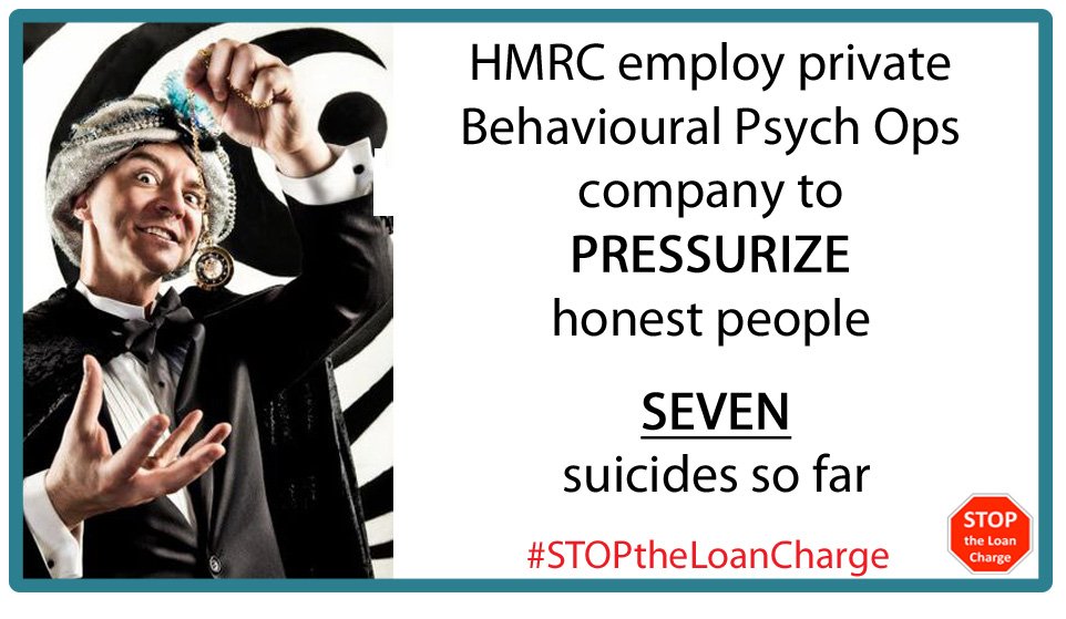 Arthur81288011's tweet photo. @JolyonMaugham @adamboultonSKY @AndrewMarr9 Talking of damage to tens of thousands of people, over 50,000 have suffered at the hands of @HMRCgovuk Behavioural Insights team they've brought in to psychologically pressure their targets

For #LoanCharge victims, SEVEN have committed suicide so is this the right behaviour?

NO https://t.co/doYKvPCQaU
