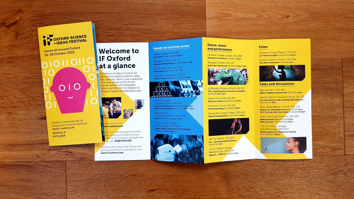 Defyne_Design's tweet image. Received print collateral for the @Oxford_IF festival happening imminently, really happy with the finish on these, looking vibrant! #graphicdesign #designlife #graphiclife #brochure #brochuredesign #leaflet #leafletdesign #yellow #science #festival