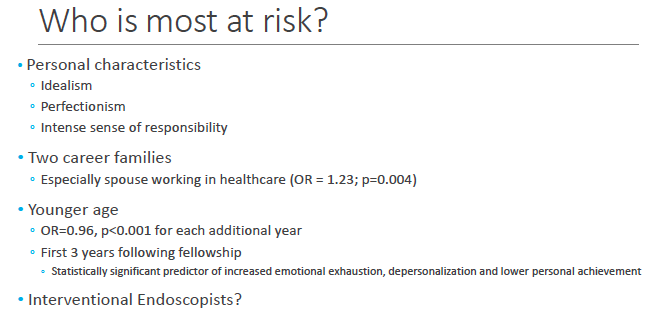 FITWITMD's tweet photo. Ironic!? That some of the qualities we desire in a physician (Idealism, Perfectionism, Intense sense of Responsibility) were some of the very factors predicting burnout! - Aaron Martin, MD (@amartin187) presents at #PASG2019 #PSGFIT https://t.co/Hc5BiiBRFs