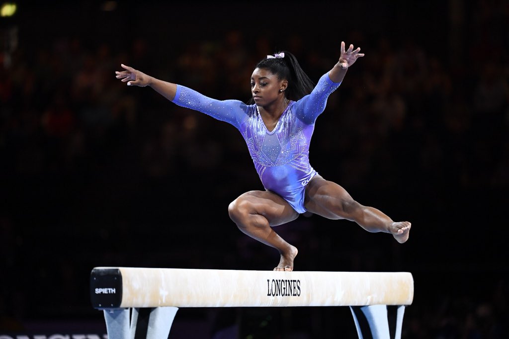 USAGym's tweet image. With beam🥇at #Stuttgart2019, @Simone_Biles has broken the ALL-TIME WORLD MEDAL RECORD in #gymnastics! This is world medal no. 24, another extraordinary accomplishment for the GOAT! 🐐🇺🇸💪