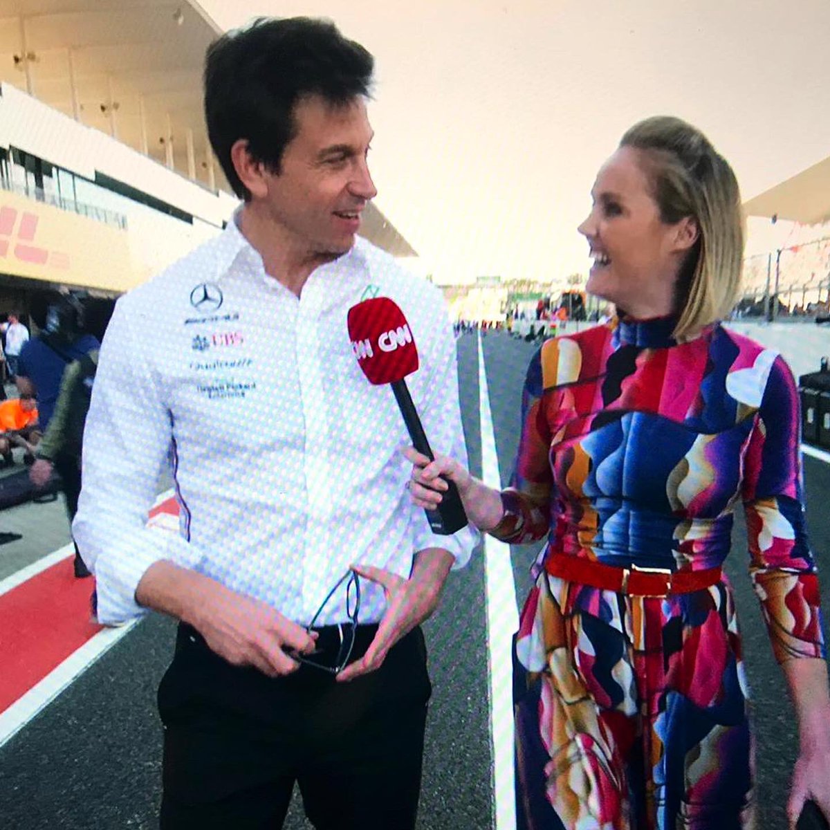 AmandaDCNN's tweet photo. So how will the celebrations go Toto?! “we’re not very good at celebrations”!!! Not sure whether to believe him...but that, ladies and gents is how you win 6 straight constructors titles! Congrats @mercedesamgf1 #mercedesf1 #totowolff #mrtoto #japanesegp #f1 #suzuka @cnnsport https://t.co/aHQqm0FclB