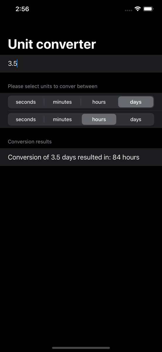 and the challenge day-19 #100DaysOfSwiftUI is also done!
UnitConverter