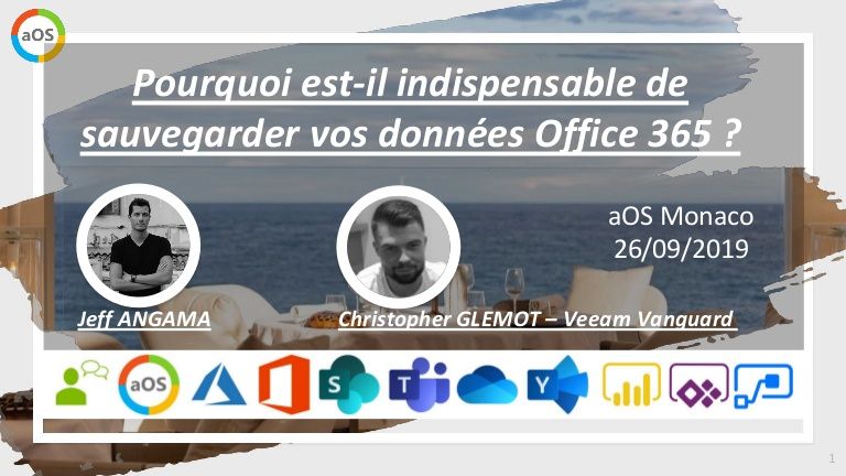 jeffangama's tweet image. Pour #aosMonaco - Nos Slides de la présentation &quot;Dois-je protéger mes données Office 365&quot; avec @c_glemot buff.ly/2OErw73 - #Veeam #OneDrive #SharePoint #Microsoft365 #Data #Backup