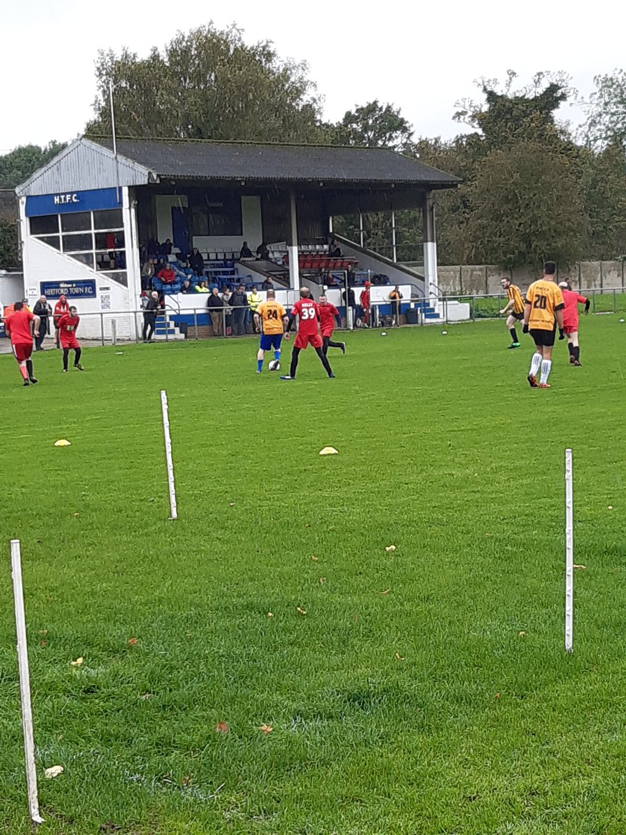 PeterRuffles's tweet photo. @HertfordTownFC today.  Inclusive Footy Tournament.  Nominated teams from 'Arsenal, Watford, Cheshunt, Hertford.' Great central venue. Never mind the weather. https://t.co/ece4aBB8Ut