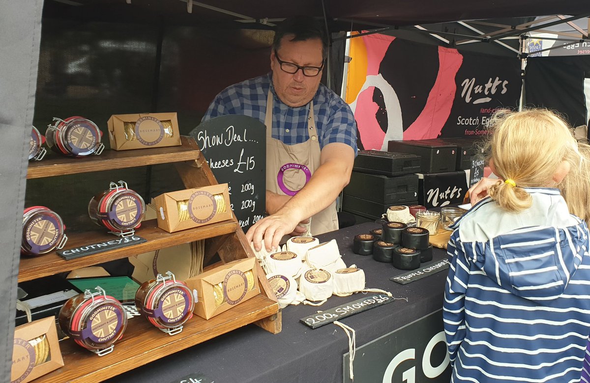Godminsterfarm's tweet photo. Just another couple of hours at #WellsFoodFestival @WellsFoodFest Lots of delicious food, lots of happy customers, and of course fantastic cheese! #cheddar #cheese #godminster https://t.co/PPK1VNUQhk