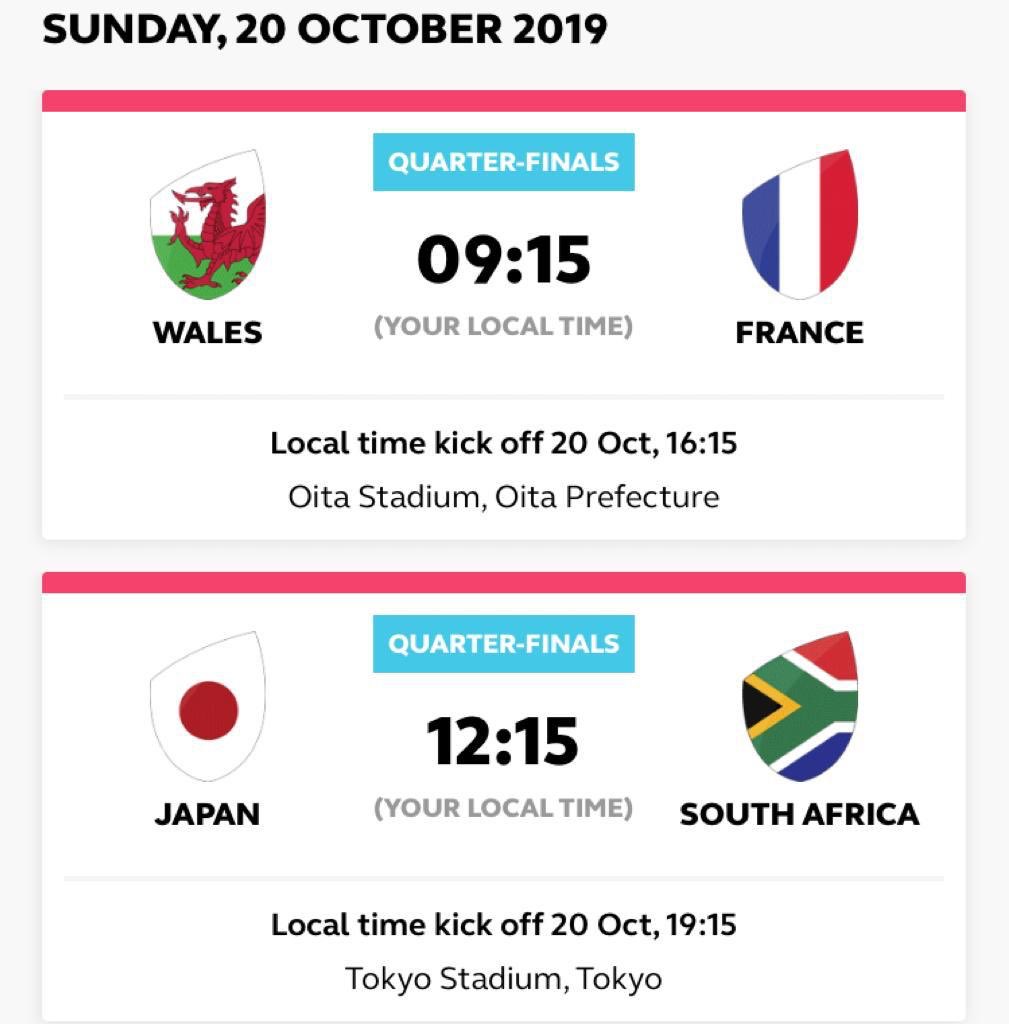 Bring on the quarter finals 🏉 Some really good games there. 🇮🇪 vs 🇳🇿 😬😬 #RWC2019