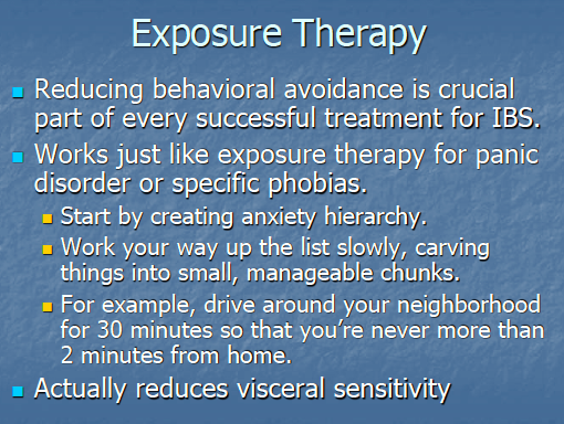 FITWITMD's tweet photo. Exposure therapy can help desensitize the response to triggers. Powerful and effective when applied under good supervision ! - Melissa Hunt, PhD #PAGASTRO2019 #PSGFIT https://t.co/Ck92olmNGG