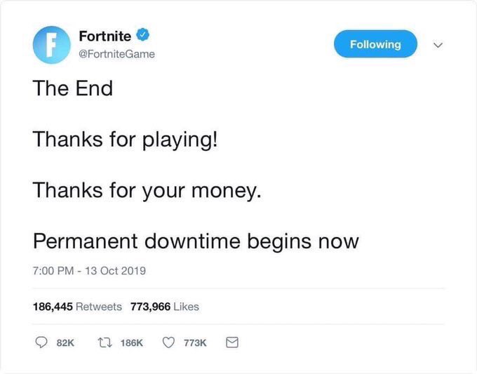 Siefe On Twitter Could You Imagine Fortnite Fortnite Tweet The End Real Fortnite Tweet The End Real Siefe On Twitter Could You Imagine Fortnite