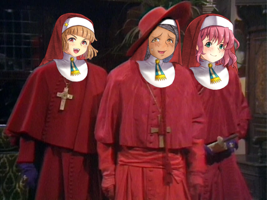 NageIfar's tweet photo. Yeladot Shavit, bringing the Inquisition!

(Repost because coloring the faces red was lazy af)
#Ciconia #Ciconiaspoilers https://t.co/7sBH26IRcd