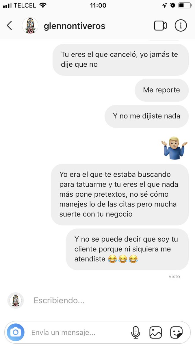 pitzalover4ever's tweet photo. Emprendedor millenial. Hace más de 1 mes le pedí que me tatuara, y nada más me cancela pq se le hinchaba uno. 1.un camión jalo los cables de la Luz. 2.Mevoy a ir de viaje. 3.tu me cancelaste. Lo peor del caso es que no repone las citas. Ahoraresulta que el meestáhaciendo un favor https://t.co/yXDyUGEiBT