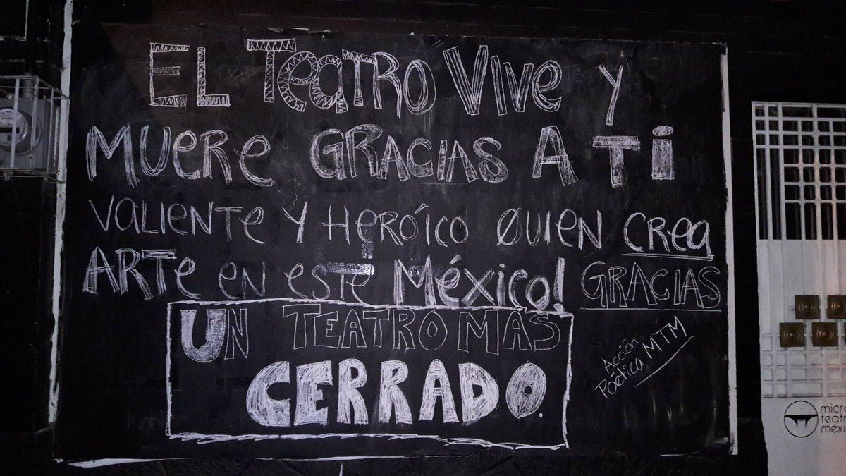Un #teatro que creó 4500 empleos, 1.5 millones de espectadores, 700 montajes y comunidad hoy cierra. <a href="/nenulo/">Néstor Núñez</a> <a href="/Claudiashein/">Claudia Sheinbaum Pardo</a> <a href="/SergioMayerb/">Sergio Mayer B.</a> <a href="/alefrausto/">Alejandra Frausto</a> <a href="/CulturaCiudadMx/">Secretaría de Cultura de la Ciudad de México</a> <a href="/teatroinbal/">Coordinación Nacional de Teatro</a>  <a href="/AlcCuauhtemocMx/">Alcaldía Cuauhtémoc</a> oye <a href="/RealGDT/">Guillermo del Toro</a> te podemos enviar nuestra carpeta? Tal vez tu puedas ayudar? #Mexico