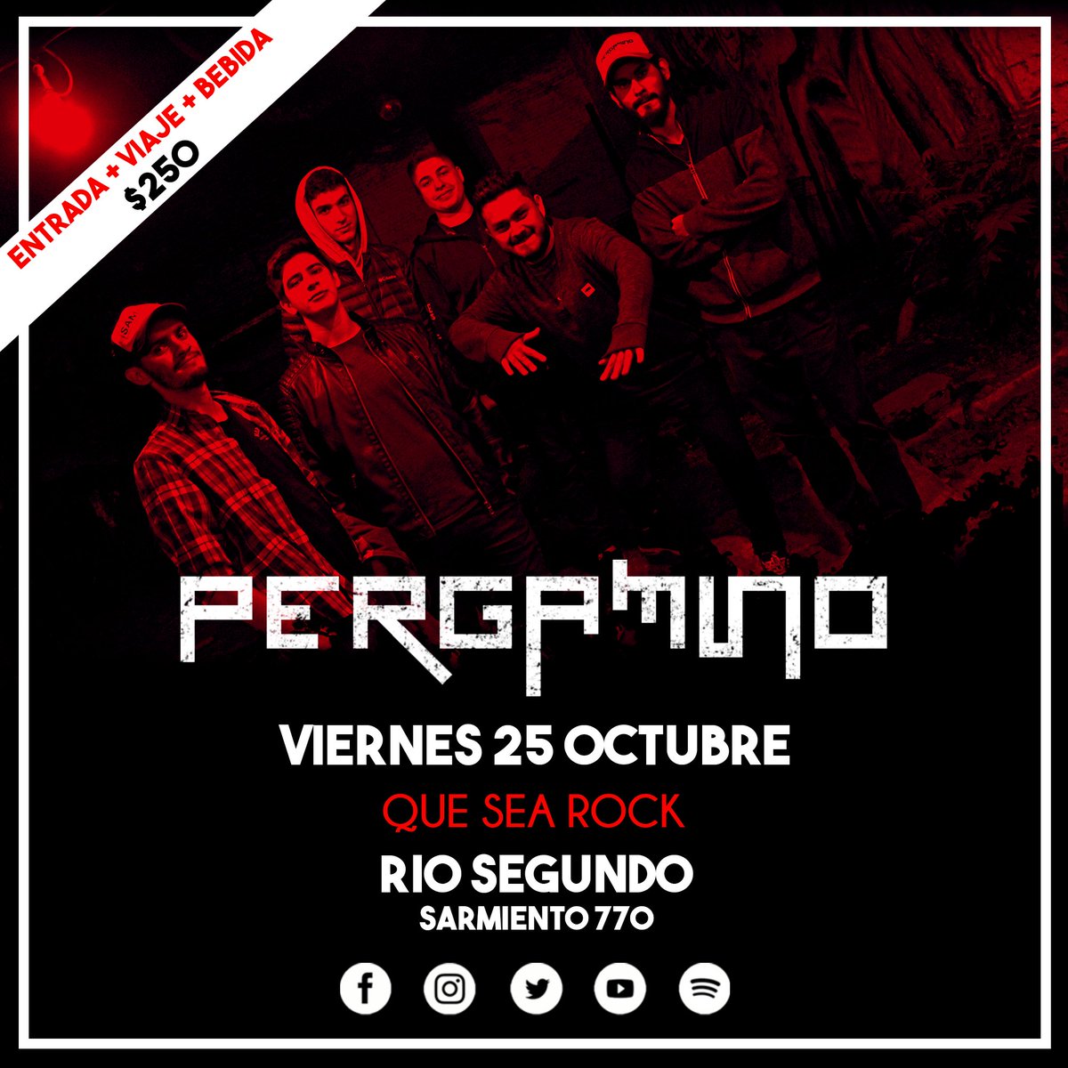 Te invitamos a que nos acompañes a la segunda edición del festival @que_sea_rocck en Rio segundo
●Viernes 25 de Octubre•
●Viaje+Entrada+Bebida $250
●Previa en La rustica desde las 20hs•
●Salimos 22hs (PUNTUAL)•
●Hace tu reserva con los integrantes de la banda•
#pergamino