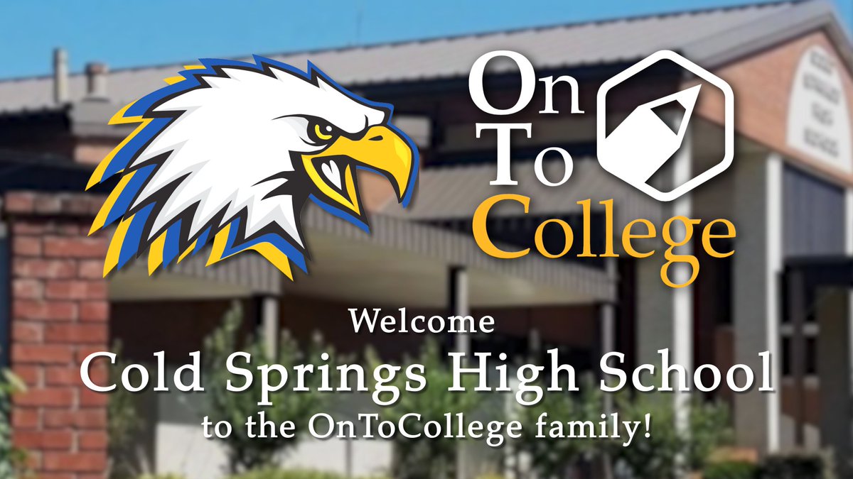 OnToCollege's tweet photo. Please join us in welcoming @ColdSpringsHigh to the OnToCollege family!
We can't wait to #HammerTheGrammar with you π¨π¨
#OTC #5PointJumpClub #RightCollegeRightPrice #EaglesSoar https://t.co/Xvs0vfpJ8T