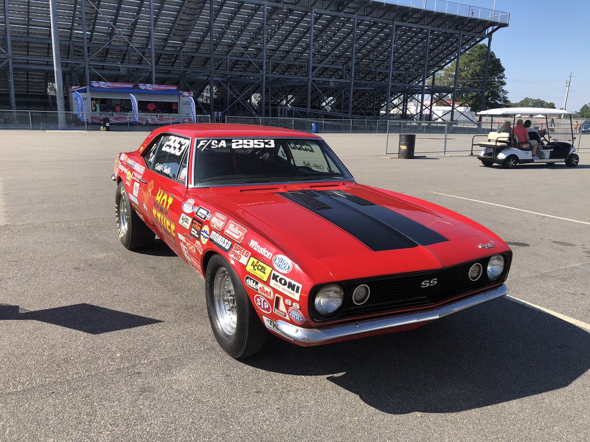 curtsmithjr's tweet photo. Pretty cool. Dadโs World Championship winning car on display at @TeamGALOT Motorsports Park yesterday. #NHRA #IHRA #StockEliminator #ClassRacer #DragRacing #Legend #WorldChampion #FirstGenCamaro #1967Camaro #Chevrolet #Camaro https://t.co/X8gypts90P