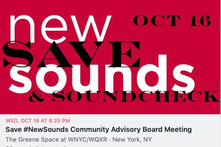 😱📻🚫🎶 <a href="/WNYC/">WNYC 🎙</a> is dropping music from its broadcasts. Here is the <a href="/nytimes/">The New York Times</a> report
👉 nyti.ms/32bTR8F

Show up to this community advisory meeting
👉 facebook.com/events/1068316…

Let WNYC know what @NewSounds, @Soundcheck, John Schaefer and new music mean to NYC

¡Please share!