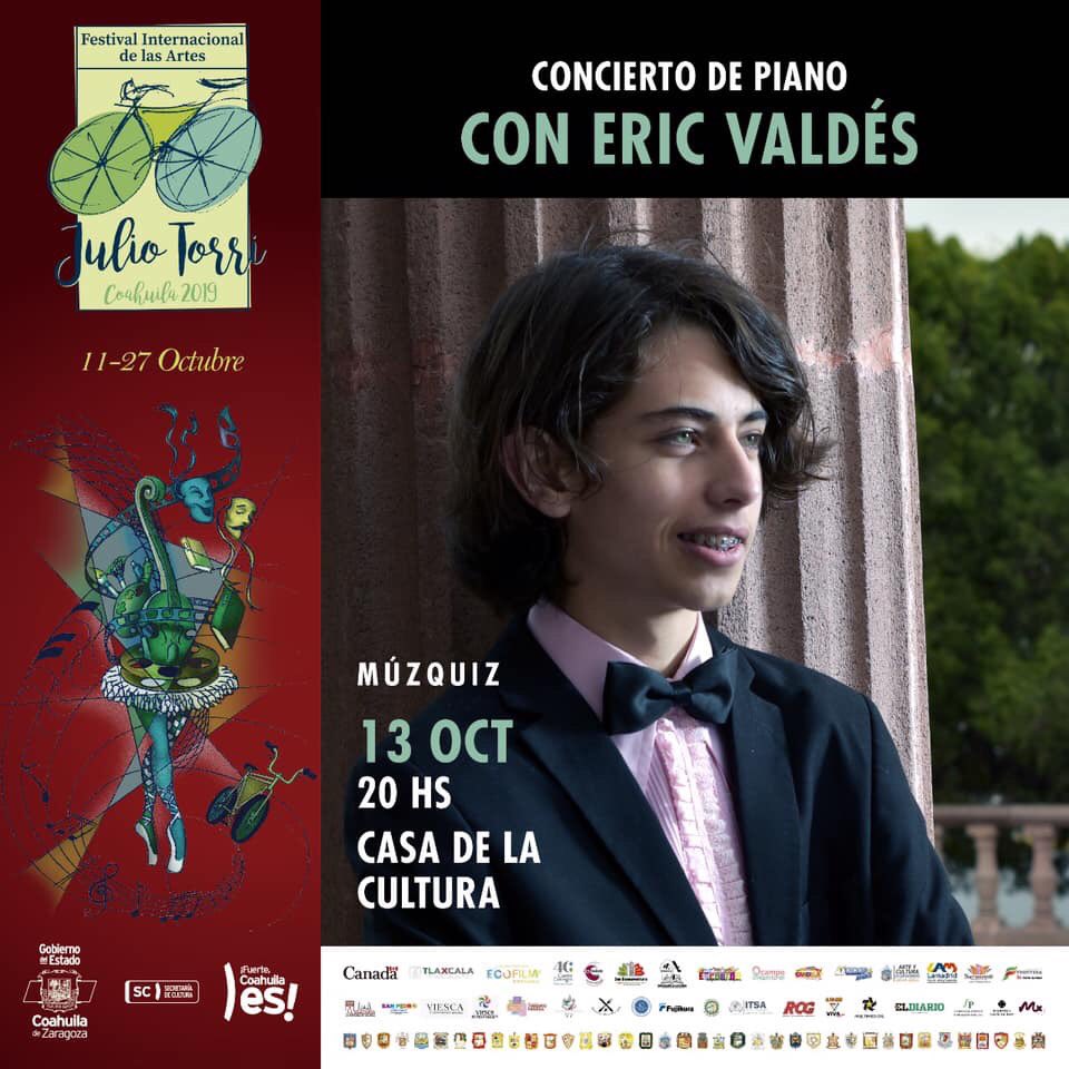 #Múzquiz

No olvides hoy a las 8pm, el concierto de piano con Eric Valdés, en la casa de la cultura de Múzquiz.

¡Te esperamos!

#FIAJT2019
#Vivecultura
#Coahuila