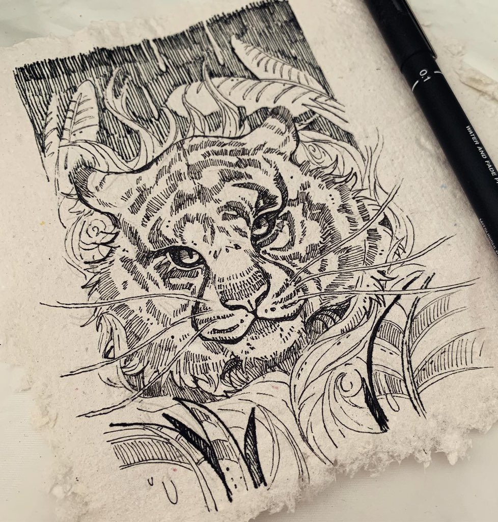Niloolulu's tweet photo. Inking with steps~ :D
I made these papers with the help of my friend @SaraSarafraz3 and they’re damn cool!! Love them!
.
.
#ink #inktober #inking #lining #tiger #handmadepaper #drawing #traditionalart #myart #draw #drawtiger #lines #liner https://t.co/5zNvIJ25YF