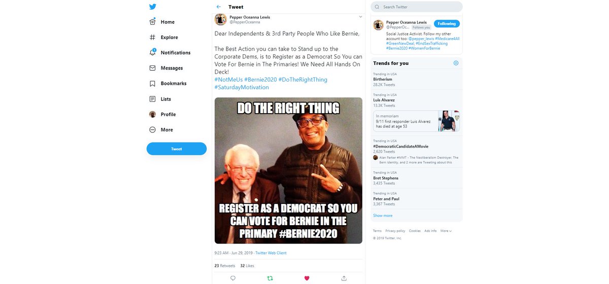 PoliticalAnt's tweet photo. @LostDiva @lvl28mage @wideofthepost #RegisterForBernie https://t.co/dmPD6c7vMQ