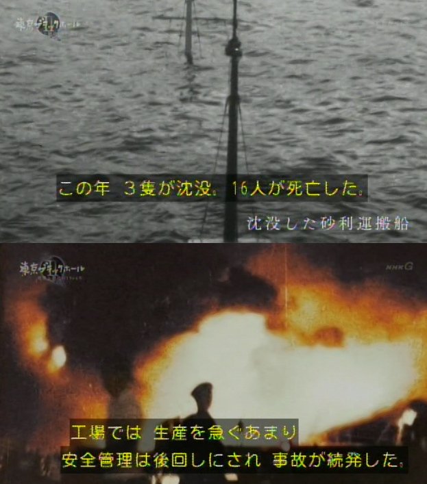 Yaf On Twitter 東京ブラックホール 1964年の工事現場 オリンピックまでに の掛け声で危険を顧みない作業が横行 工事 現場では一日に10人以上の転落事故 労災病院には半身不随患者が溢れる 多くは下請け 孫受けの労働者 補償はなきに等しい 工事の為に砂利を