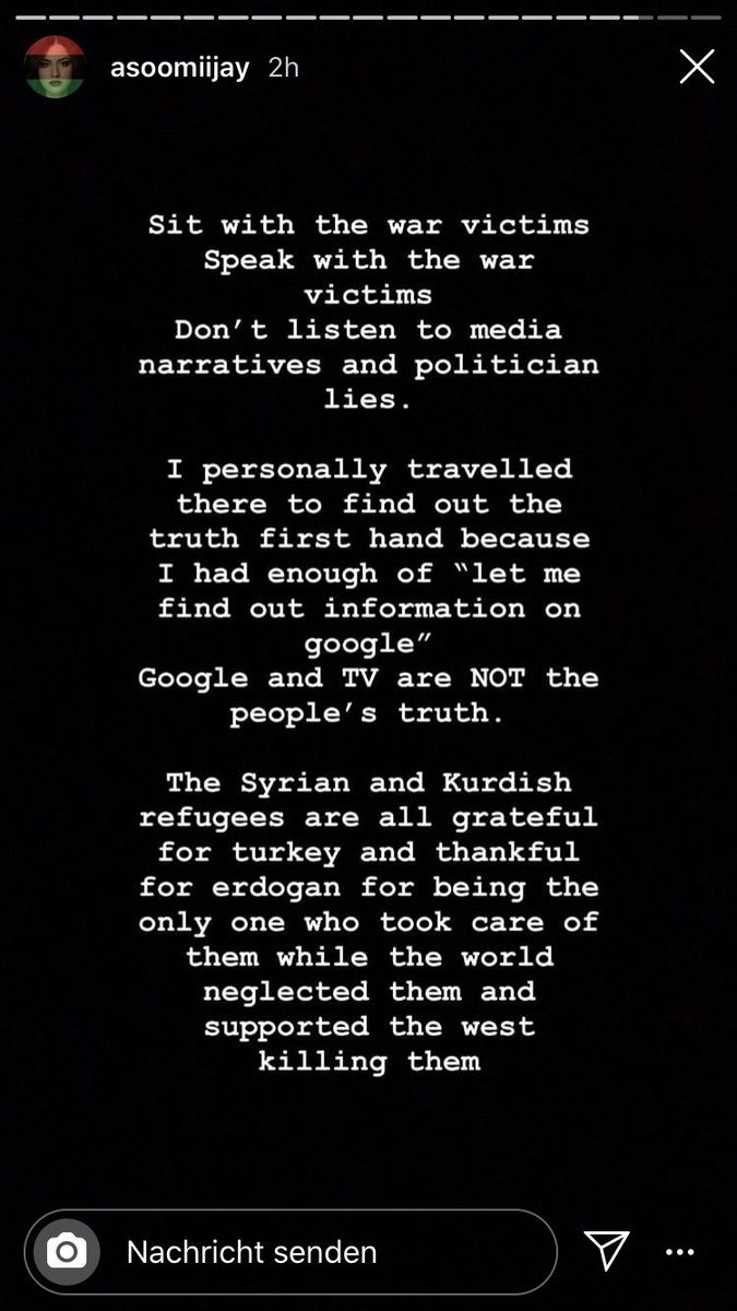 *EXTRA*“No you’re lying bc u’re not part of mainstream media and u don’t have a journalism degree. I will believe a reporter sitting in London sharing what he’s been paid to say” Can u close ur bbc/foxnews tabs for a sec and listen to a syrian kurd who‘s actually been there?