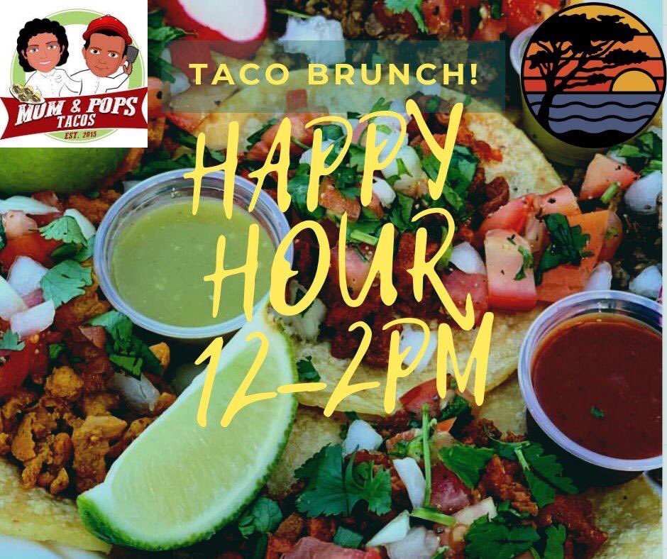 You know what time it is! Taco time with <a href="/MomPopsTacos/">Mom & Pops Tacos</a> . Pair it with a pint of your fav during our Happy Hour from 12-2pm.