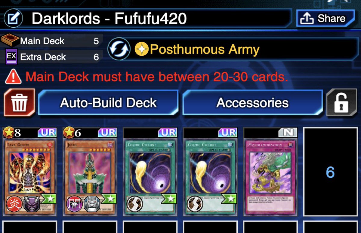 Fufufu420DL's tweet photo. My Top 32 #Darklords build for #MCS23! I went with a consistent, standard build for the deck. Posthumous Army absolutely shut down the high amount of 6Sams I faced in Swiss. Very happy with my first MCS performance overall 😄 https://t.co/NRC0czur1H