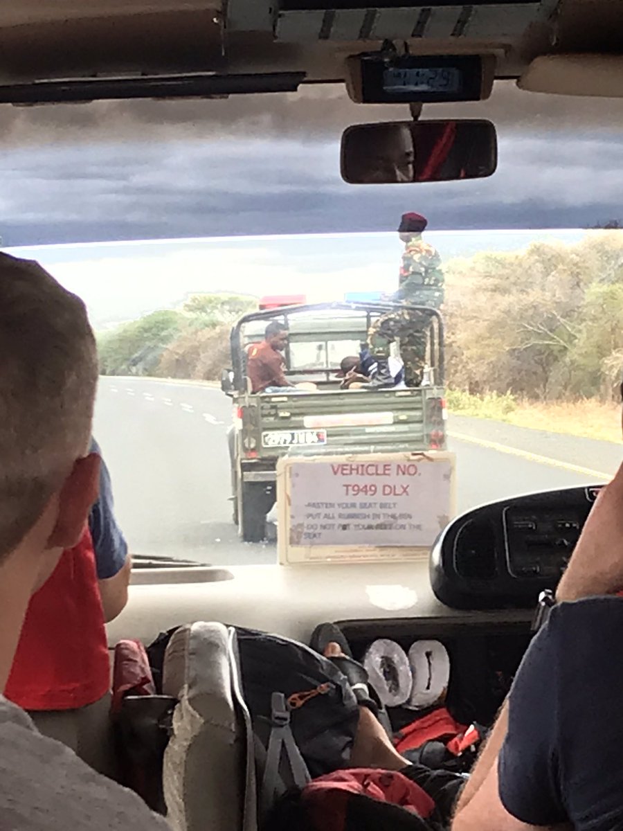 2019Seventh's tweet photo. Goodbye Kenya, hello Tanzania! Our 8 hour journey was shortened thanks to an escort from the Tanzanian Peoples’ Defence Force, allowing us to get through the traffic with no issues. Kit prep and briefing this afternoon and we start the walk tomorrow. https://t.co/ogL70S6VpX