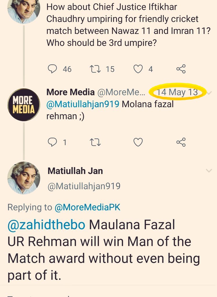 Exhibit CH.  @Matiullahjan919, the YouTubi.-Fazl-ul-Rehman is an opportunist who can't even play the game but wants to win Man of the Match.-Opposition is not participating in Fazlu's March coz they're afraid that Maulana has the capacity to form a Taliban type government. 