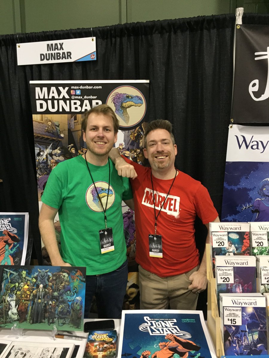 GeekNerdNet's tweet photo. Interview time: Creators, @JimZub & @Max_Dunbar, talk about their creator-owned series: #StoneStar. @comiXology @Calgaryexpo #SupportIndieComics | Listen to it here: https://t.co/yy93olp1YW (Photo credit: @CharlesKCousins) https://t.co/LO0Fte5iNl