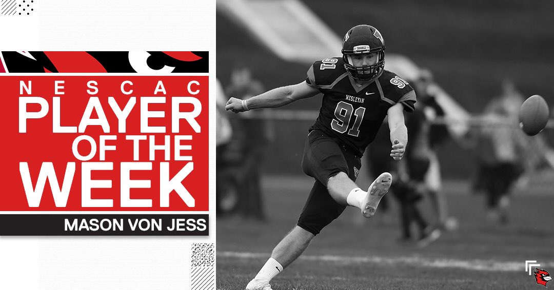Congrats to FY Kicker Mason Von Jess being named NESCAC Special Teams player of the week