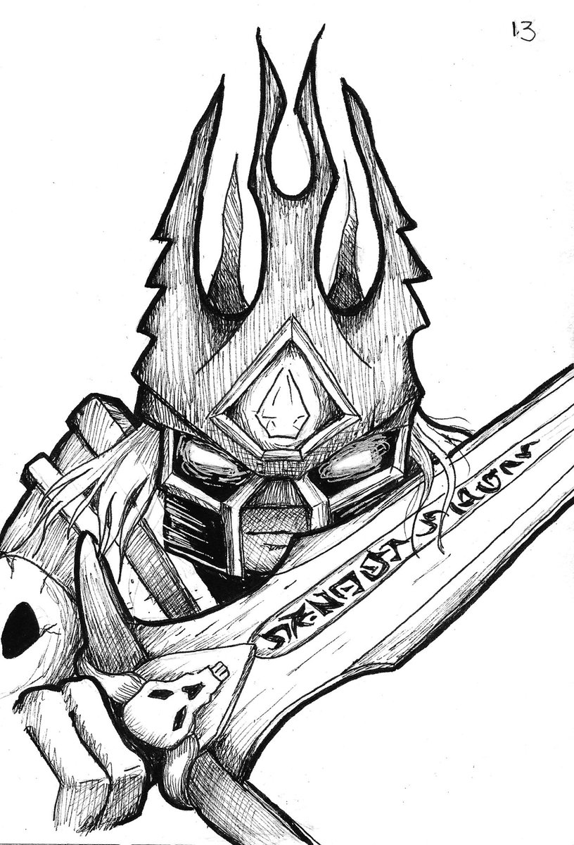 aokstudios's tweet photo. Inktober Day 13. Portraits. Since it’s my 3rd wedding anniversary today, I decided to draw my husbands favorite bad guy. The Lich King. #inktober2019 #inktober #aokstudios https://t.co/vdzjQYWGbc
