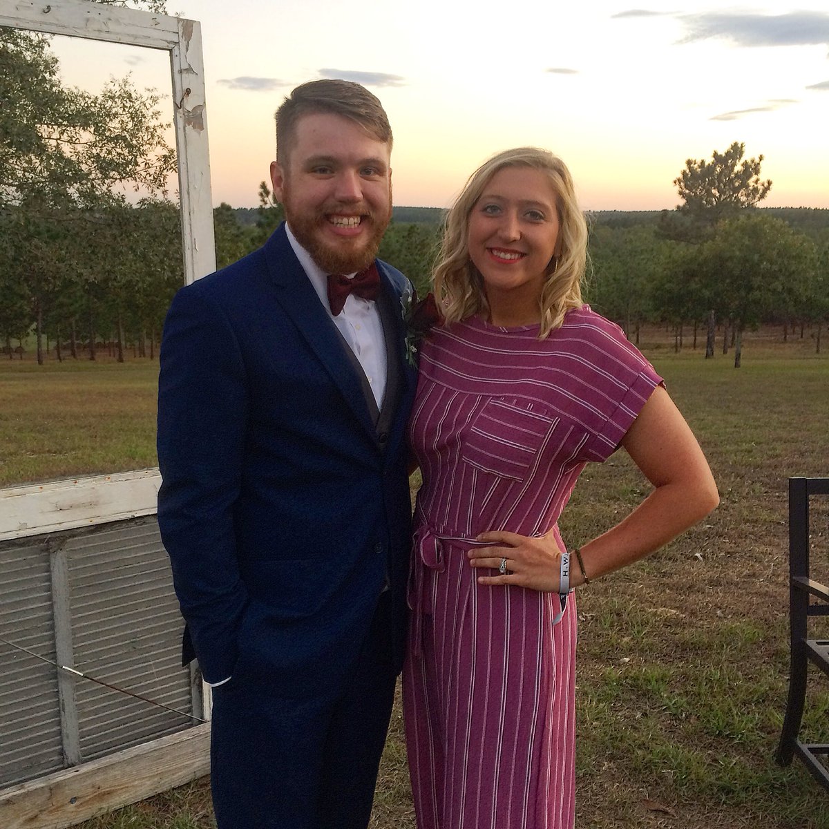 Mrs___Jordan's tweet photo. My forever wedding date! @DanielKinnard you clean up nicely! Congratulations @CodyMezo and @meaganowens on your special day!! We โค๏ธ you guys! #finallyhitched https://t.co/b09UZcGvtk