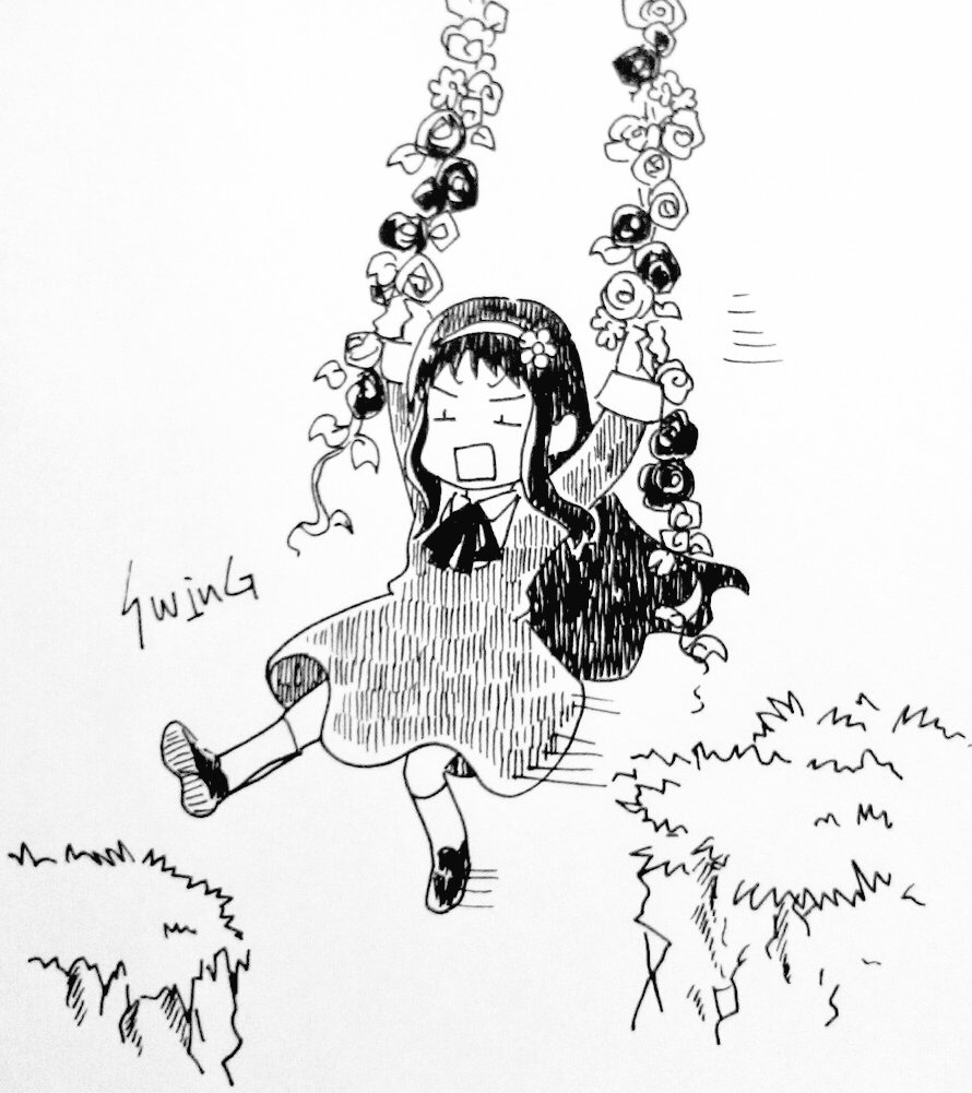 9,SWING(ぶらさがる) #inktober #inktober2019 