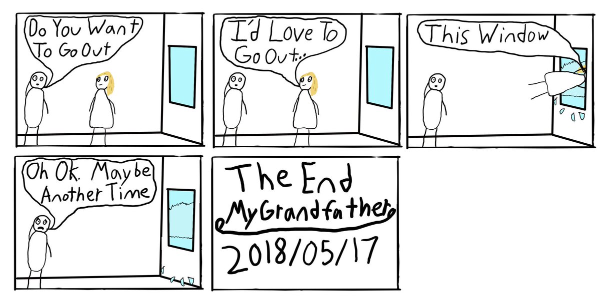 MyGrandfatherSt's tweet photo. Going Out

#date #firstdate #hotgirl #hotgrill #rejection #rejected  #askout #turneddown #wcgw #whatcouldgowrong #meme #sad #meirl #nope #dating #datingadvice #comic #comics #smash #window #broken #brokenheart #upset #feelsbad #feelsbadman https://t.co/kqHJlMW2E1