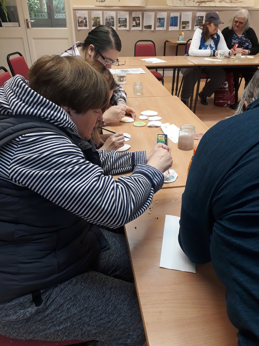 beaudesertcare's tweet photo. We headed back to the farm for our final session of Beaudesert Eco Arts Trail. We finished off painting our tiles we made in the first session, made some willow dream catchers, visited the goats on a walk, enjoyed homemade soup and baking and evaluated our programme. https://t.co/N6L4JOmSeX