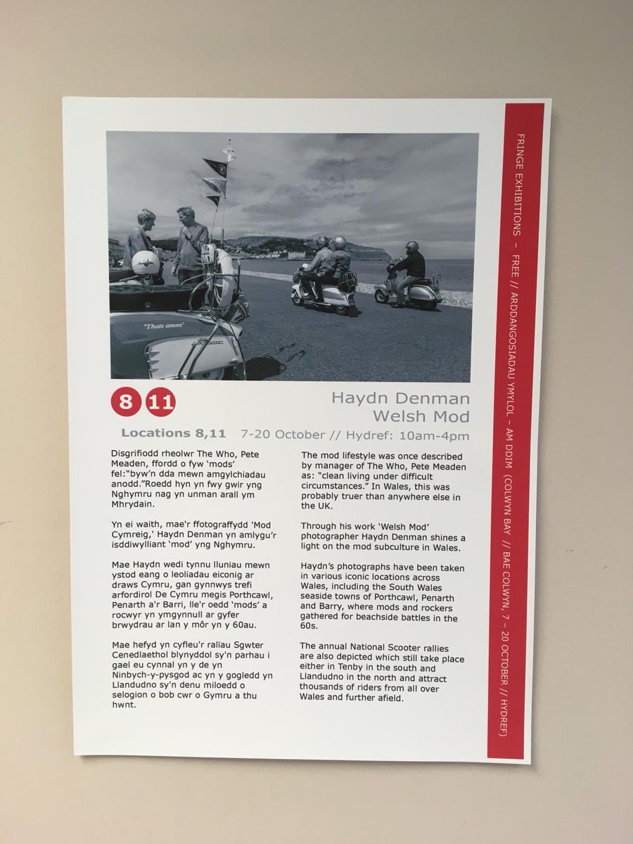 ModWelsh's tweet photo. Exhibition of photos by @HaydnDenman taken for the book Welsh Mod:Our Story as part of the @NorthernEyeFest in Coleen Bay #photography #NorthWales #mods #subculture #exhibition #wales #newbook buy the book at https://t.co/NHYgVLeKLo https://t.co/lWewHpt1UE