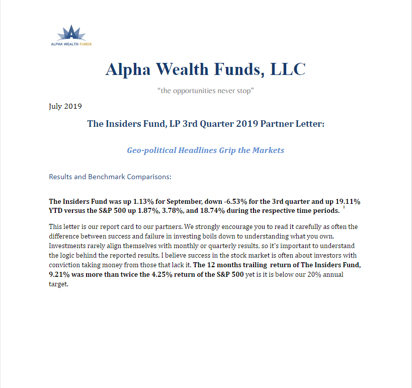 FundsAlpha's tweet image. The Insiders Fund Third Quarter Partner Letter - mailchi.mp/7fa475937de2/t…