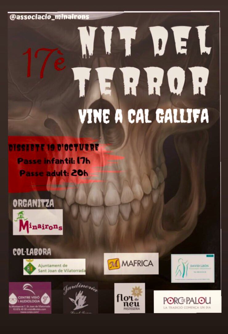 Minairons's tweet photo. Ja s’acosta la nit mes terrorífica a Sant Joan de Vilatorrada. #nitdelterror #santjoandevilatorrada #minairons #calgallifa https://t.co/pcwpBMBj42