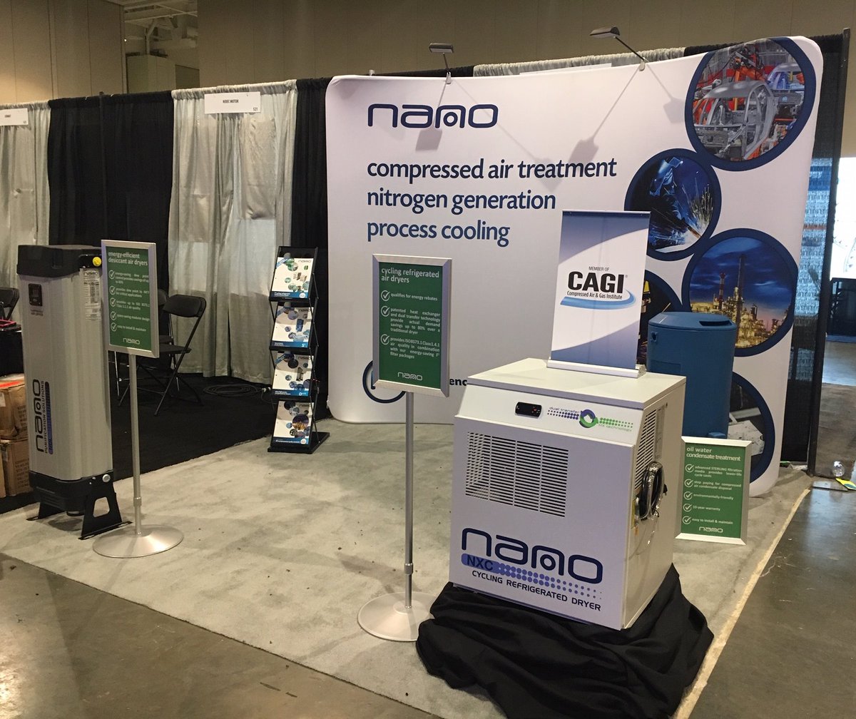 nano_experience's tweet photo. We're set up and ready for Best Practices 2019 Expo in Nashville!  Stop by booth 519 tomorrow and find out more about our range of energy saving NXC Cycling Refrigerated Air Dryers and NDL Modular Desiccant Air Dryers!  
#energysaving 
#compressedair https://t.co/LijdECMjz2