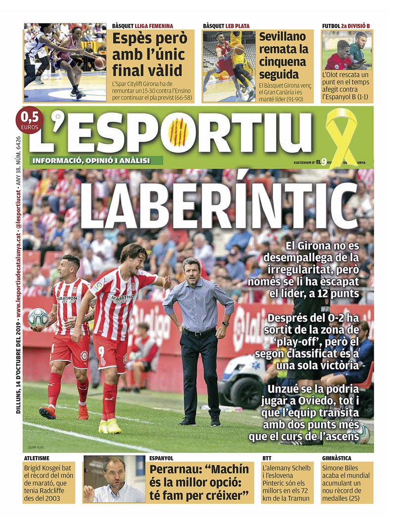 L'Esportiu - Girona (@lesportiugir) on Twitter photo LABERÍNTIC. Portada <a href="/lesportiuGIR/">L'Esportiu - Girona</a> amb les dificultats del <a href="/GironaFC/">Girona FC</a> per trobar el to competitiu i el trontoll que amenaça altre cop Unzue. <a href="/unigirona/">Spar Girona</a> <a href="/BasquetGirona/">Bàsquet Girona</a> <a href="/LaTramun/">LaTramun</a> LABERÍNTIC. Portada <a href="/lesportiuGIR/">L'Esportiu - Girona</a> amb les dificultats del <a href="/GironaFC/">Girona FC</a> per trobar el to competitiu i el trontoll que amenaça altre cop Unzue. <a href="/unigirona/">Spar Girona</a> <a href="/BasquetGirona/">Bàsquet Girona</a> <a href="/LaTramun/">LaTramun</a>
