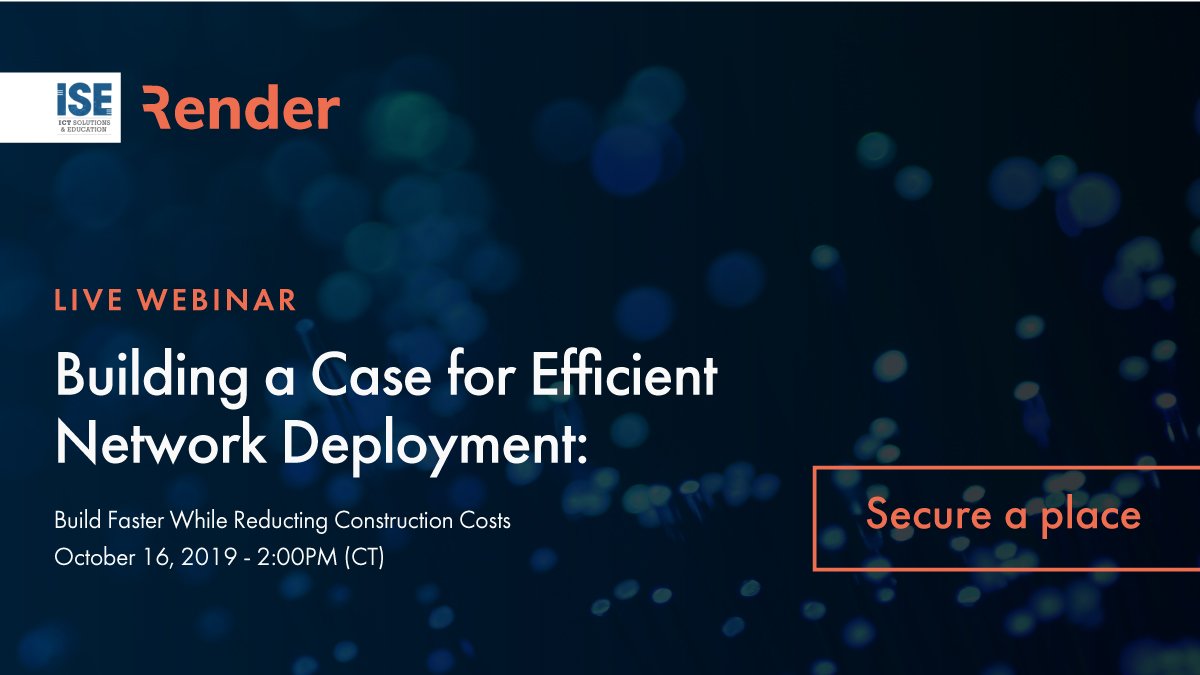 sampratt__'s tweet image. Looking to improve your #fiberdeployment business case or RFP? Tune in for our webinar with @ISE_Magazine &amp;amp; @JO_onthego on &quot;Building a Case For Efficient Fiber Deployment&quot; - this Wednesday 2:00pm (CT) 
 @RenderNetworks #BuildNetworksBetter shorturl.at/ftF69
