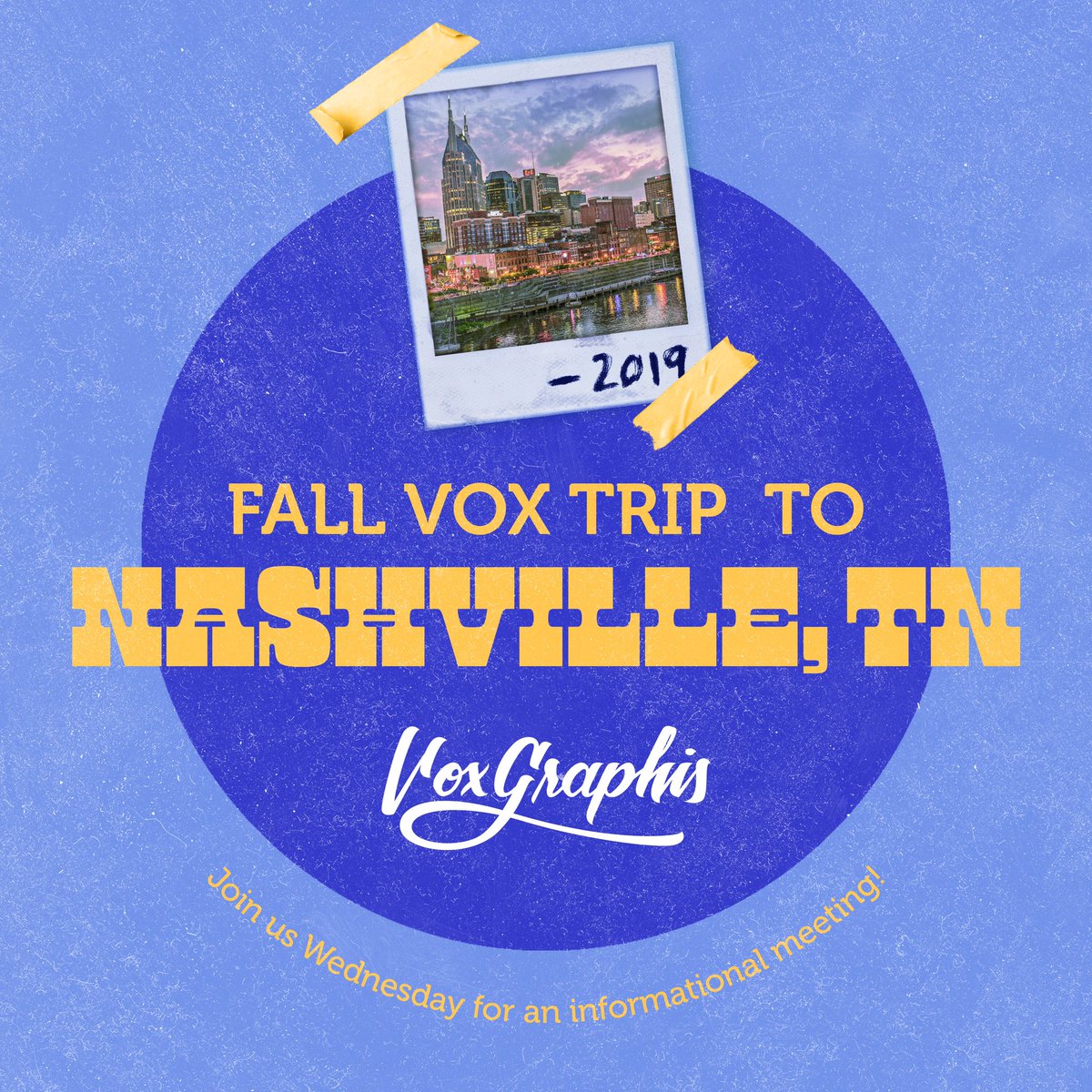 voxGraphis's tweet image. Want to explore design agencies &amp;amp; opportunities throughout the country? Come to our info meeting this Wednesday to learn all about our annual Vox Trip! This fall’s week-long event will take place in Nashville, TN — learn more about how you can attend and sign up at our meeting.