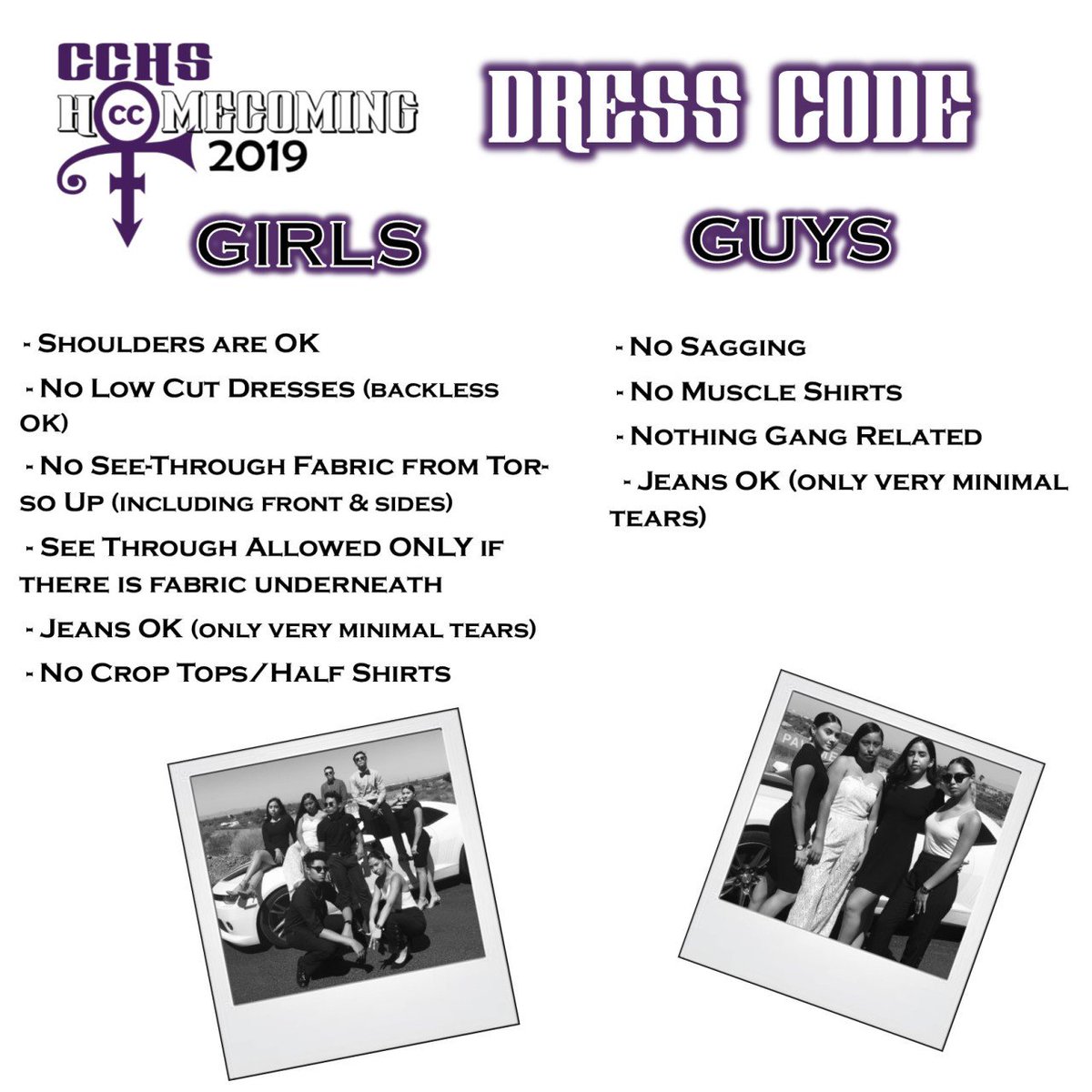 CCHS HOMECOMING 2019: Party Like Its 1999!!! 
Tix go on sale TOMORROW!
$20 per person all this week
Goes up to $25 next week

1-Day ONLY Senior Sale - Mon 10/14: $15 per person

Freshmen, Sophomores, Juniors, Seniors - buy your tix early for the best price!