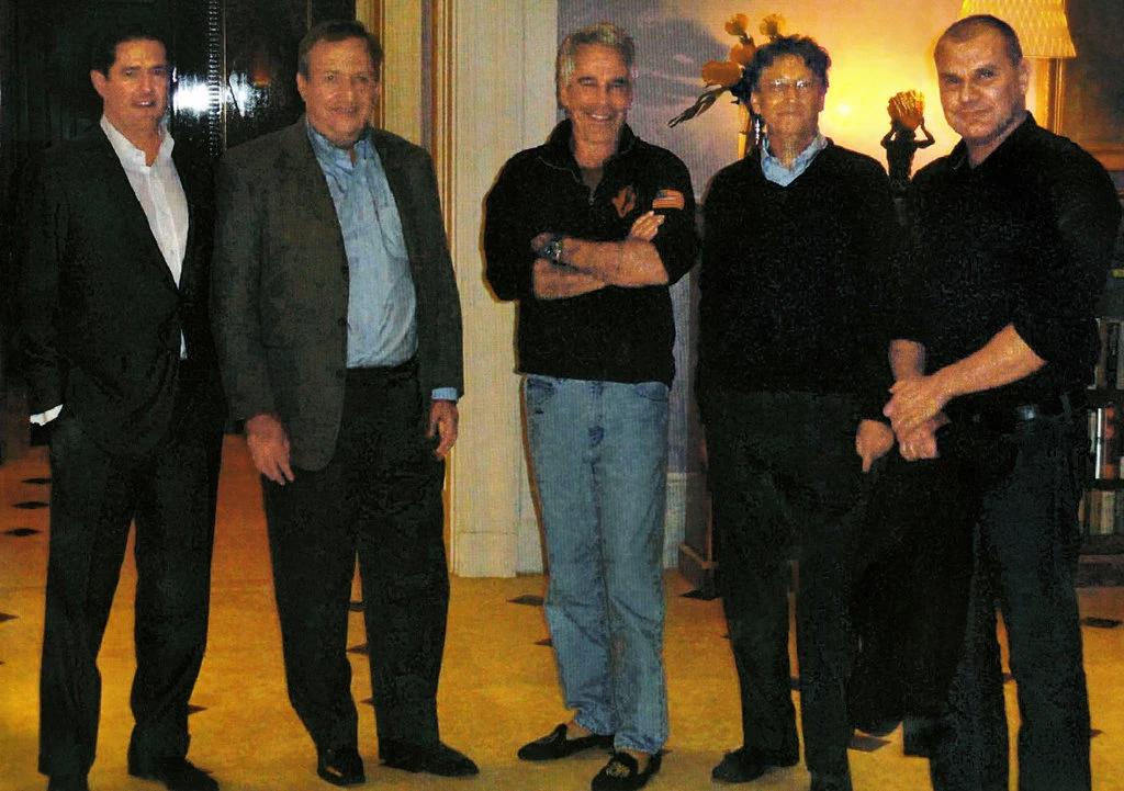 2011, from left: James E. Staley, a senior JPMorgan executive; former Treasury Secretary Lawrence Summers; Jeffrey Epstein; Bill Gates, Microsoft’s co-founder; and Boris Nikolic, the Bill and Melinda Gates Foundation’s science adviser named in Epstein's will.  #OpDeathEaters