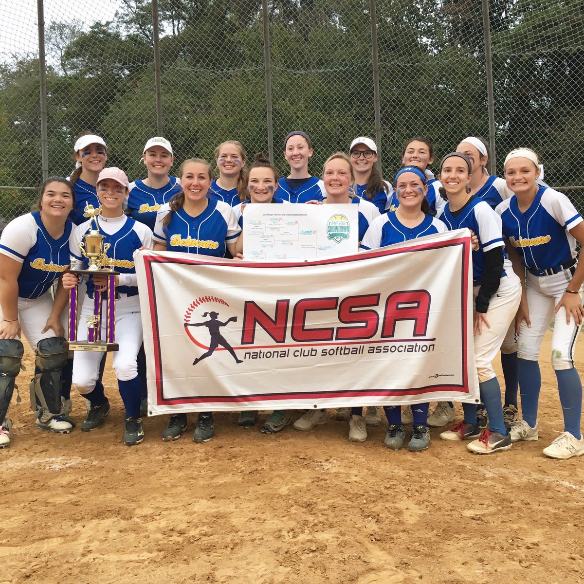 UDClubSoftball's tweet photo. WE ARE THE CHAMPS!!! Absolutely amazing weekend...our defense was great but our offense was even better! Thanks to @the_ncsa for a great tournament! Great game Rutgers! #2peat #lookoutforus 💙💛 https://t.co/d7bmPklHkd