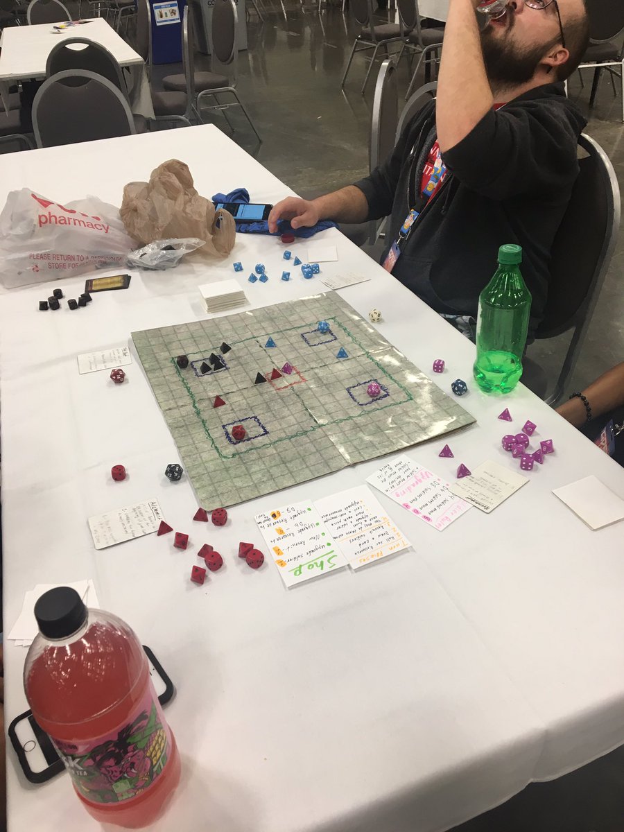 JaJaThisIsFine's tweet photo. Play testing my Wizard dice game with some new buds at GDEX #GDEX2019 https://t.co/4ZkqPCwuhR
