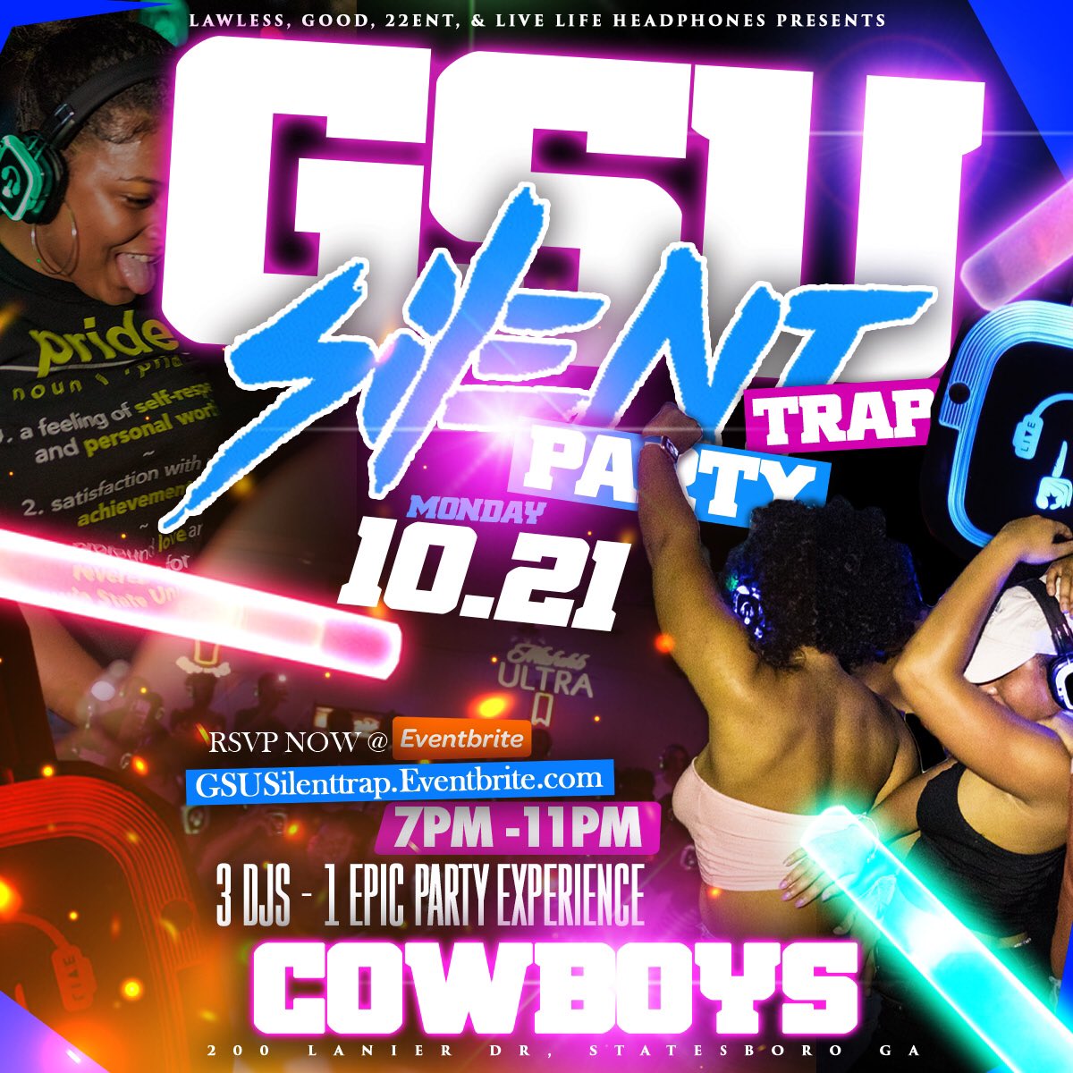 WeAreGoodEnt's tweet photo. Start off GSU homecoming the right wayyy‼️🚨
Oct.21st ⚠️🥵💃🏾
GSU SILENT TRAP PARTY 🎧🔕🎶
@GOODENT_ x @Lawless_Ent
Click the link and get your 5$ tickets now 🎟
https://t.co/KLEoxIBzkd…
#GSU #SouthernNotState #SlientTrapParty #GOODENT https://t.co/tyecxDULwW