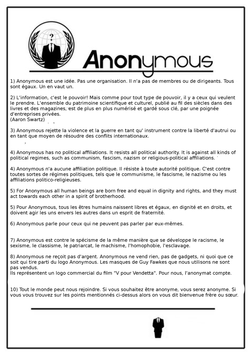 aka_Gb's tweet photo. Dont forget this year in occasion on the #MMM  Anonymous relaunches at the same time the Op #paperstorm which serves to make the thought, the idea of Anonymous over the net,which are our 10 fundamental points that we have called  Manifesto = https://t.co/hpbXz8BbHZ print &amp; share https://t.co/MkoYJWpQRg