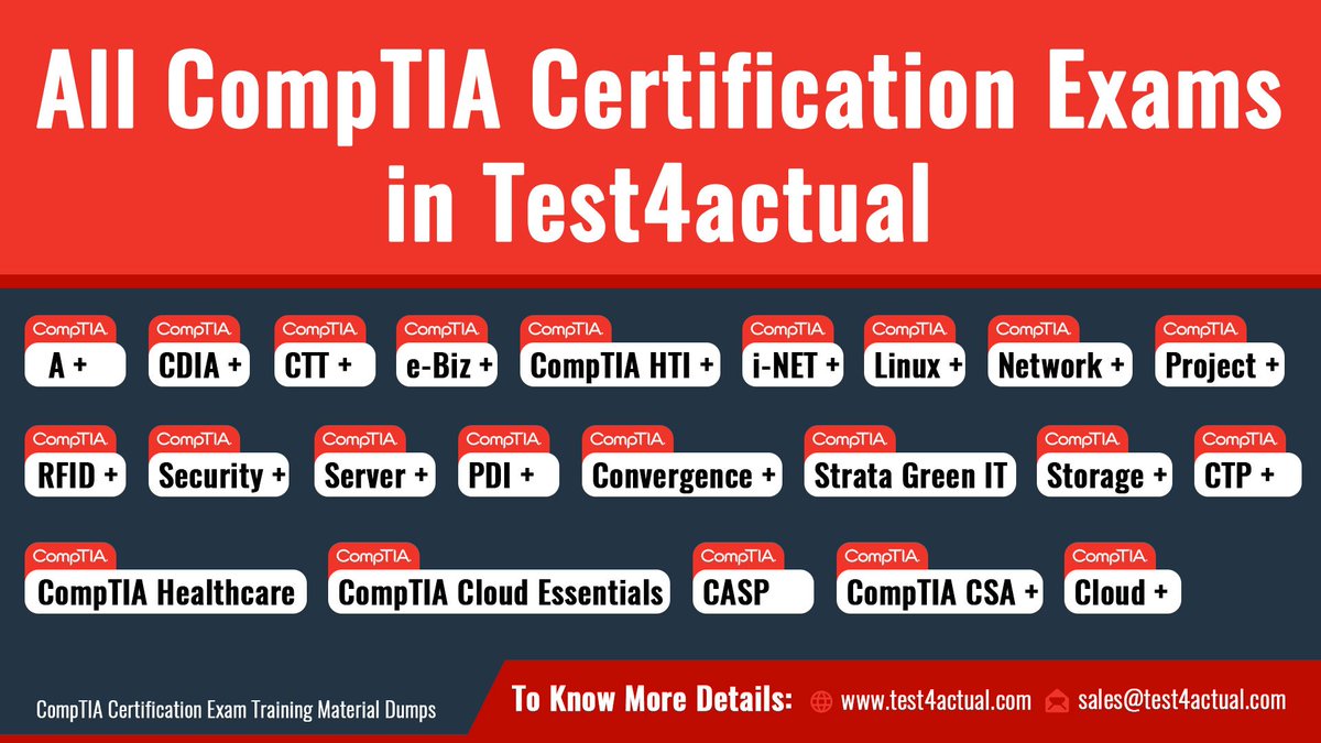 test4actual's tweet photo. #comptiacertificationexams | test4actual 🏆🏆
CompTIA certifications are among the most recognized IT credentials globally. If you need CompTIA Questions &amp; Answers training materials, We Help You!!!
👉Go Enter- https://t.co/UkaafSVlWM
#CompTIA #CompTIACertifications #getcertified https://t.co/9iqoydXnk1