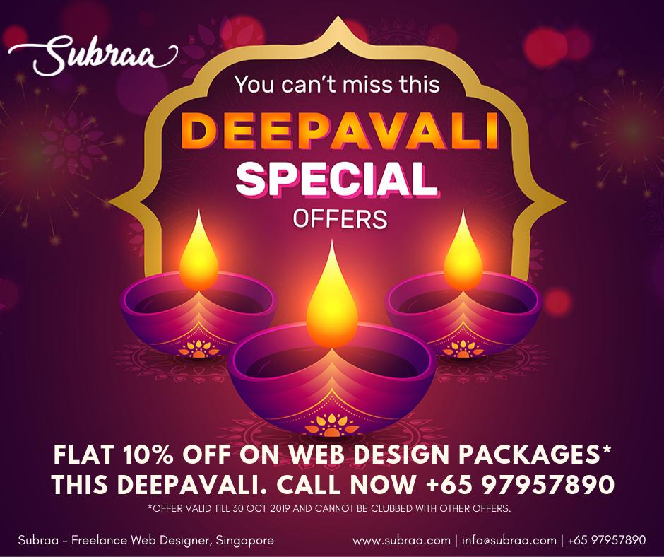 SubraaPD's tweet image. Celebrate the festival of lights with Subraa’s Web Design offers. Enjoy FLAT 10% off on Web Design Packages* this Deepavali. 

Get your business online now with festive offers from Subraa! Call 97957890

Visit: bit.ly/31dFJKM

#webdesignoffer #designoffer